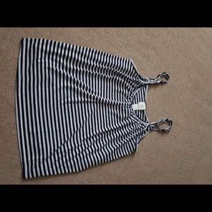 Navy and white tank top with knotted straps